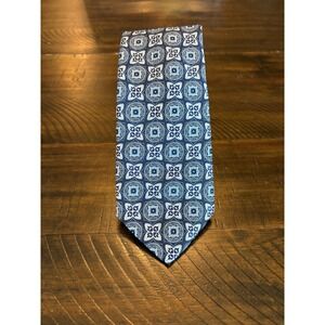 NWT Savile‎ Row Company Necktie Blue Geometric Medallion Pattern